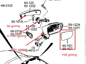 Gương chiếu hậu mazda 3 2018 BABV69121A - Phụ tùng Ô tô Asia